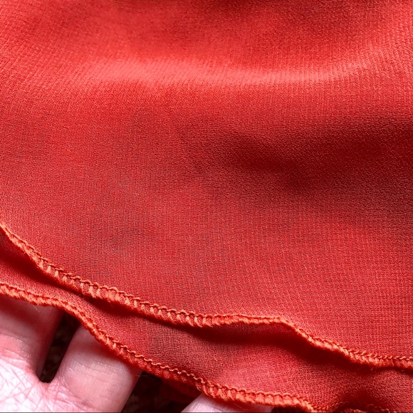 Red Coral Off-The-Shoulder Ruffle Top - Picture 3 of 5